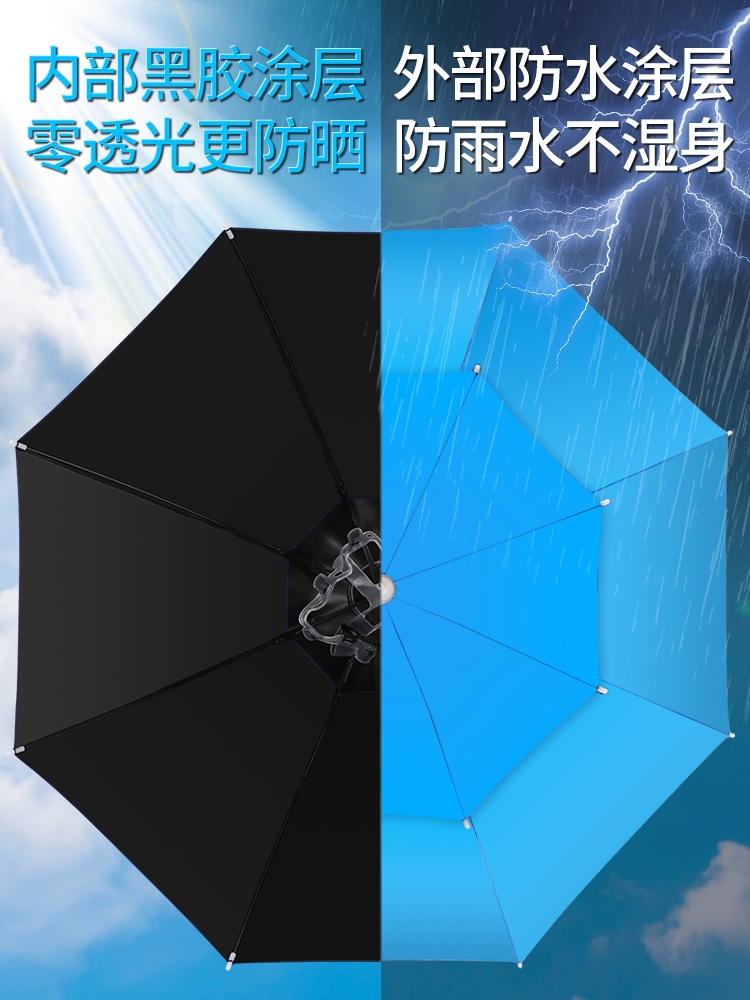 头戴式钓鱼伞帽大号双层防晒遮阳折叠太阳伞雨伞户外垂钓斗笠伞帽