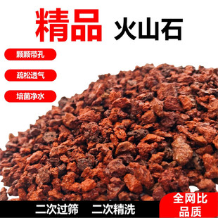 红火山石颗粒家用火山岩原石乌龟底砂铺面鱼缸免洗底石兰花专用石