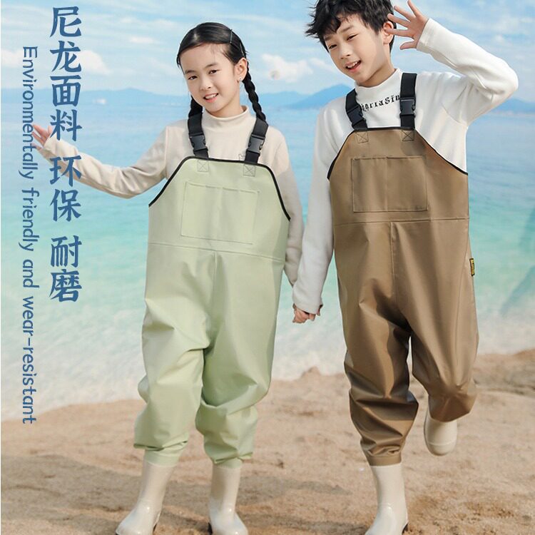 下水裤尼龙款玩沙服透气轻薄涉水夏季背带连体玩水捞鱼渔夫服儿童