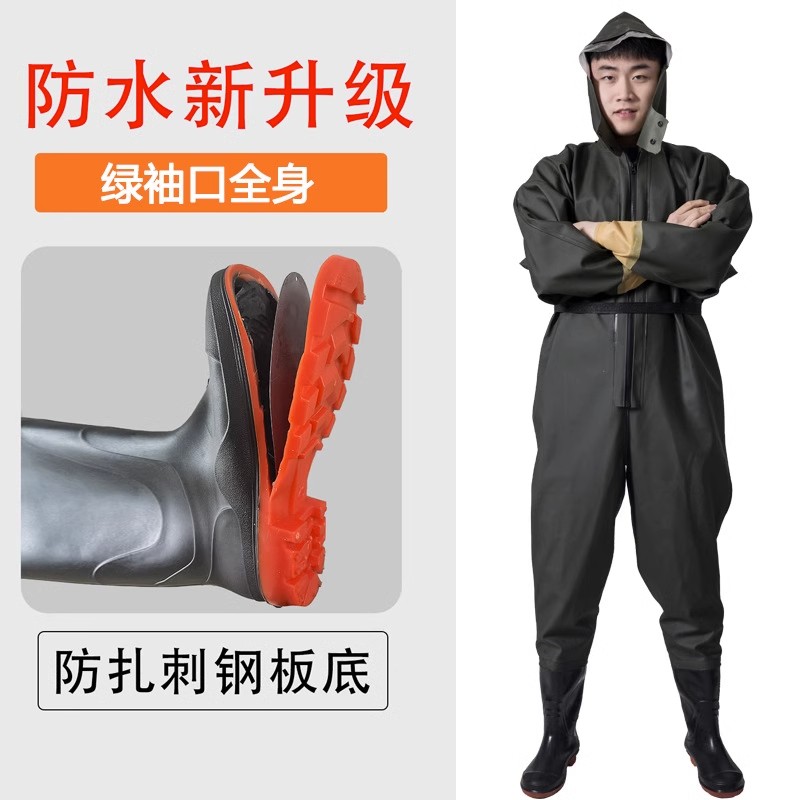 捕鱼抓全身下水裤加厚鱼雨裤防水衣连体下水衣挖藕服水叉防蜂男涉