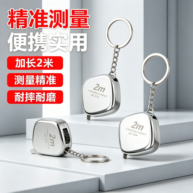 【可水洗】2m小卷尺钥匙扣迷你激光雕刻卷尺尺带定制礼品尺腰围尺