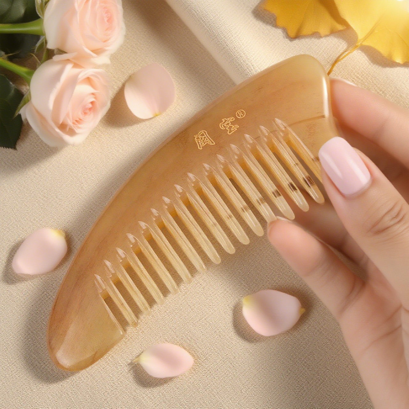 天然牛角按摩梳子家用头皮宽齿宽齿眼部正品官方旗舰店疏通经络梳