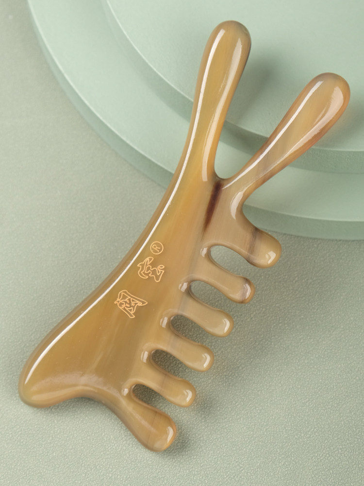 마사지빗 코미용기 순수천연백색물소뿔두피두피치료 전신만능물방울치아경락빗