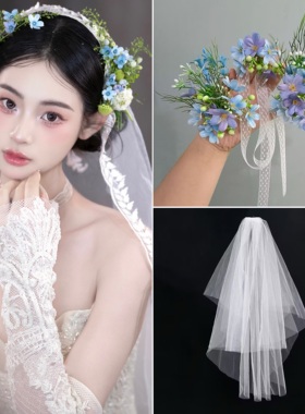 甜美森系新娘花朵发夹套装超仙