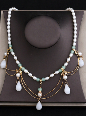 双层项链珍珠项链古风饰品