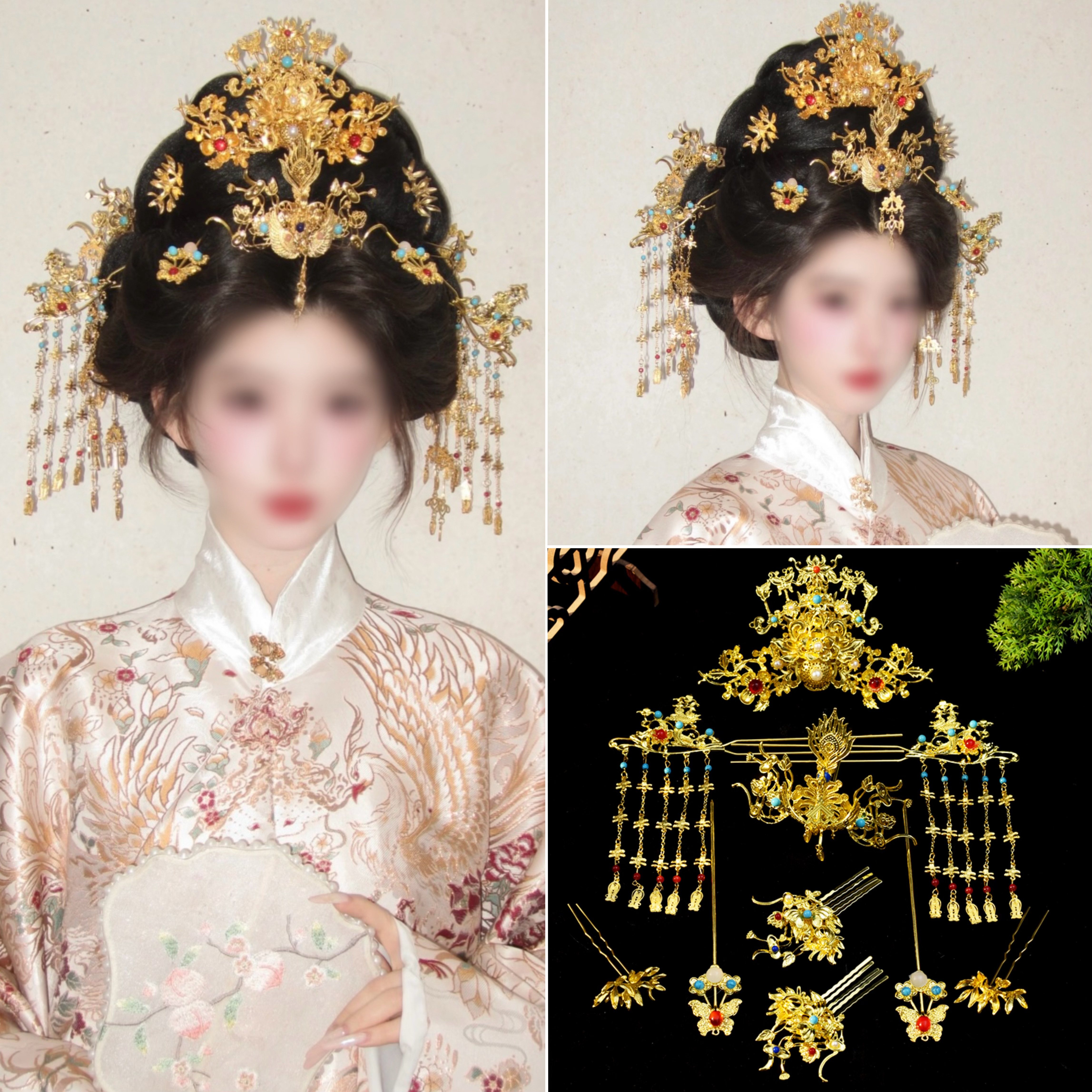 原创明制宫廷头饰百塔汉服配饰唐风古风古典簪花仕女图国风发簪子