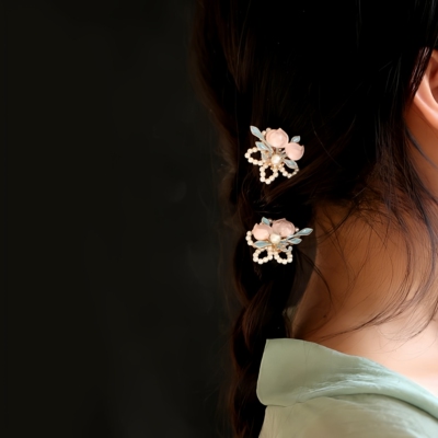 粉蓝色发簪发饰古典中式旗袍头饰