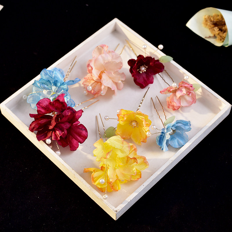古风发簪儿童配饰头花绢花叉发饰图片