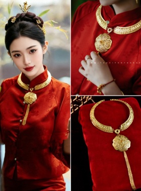 秀禾服龙凤褂结婚配饰金色项圈