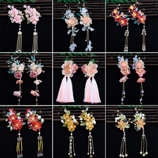 汉服头饰对夹柿子夹子发饰古风发夹儿童配饰仙气发饰步摇边夹流苏