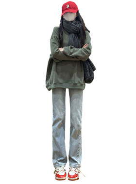 浅色水洗直筒高腰牛仔裤女夏季2026新款显高显瘦加长窄版烟管裤子