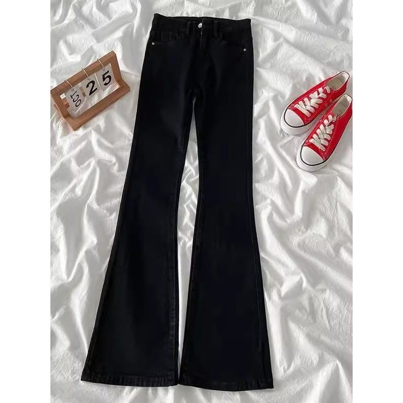 美式休闲百搭黑色ins弯刀裤子男夏季新款潮流长裤显瘦微喇牛仔裤
