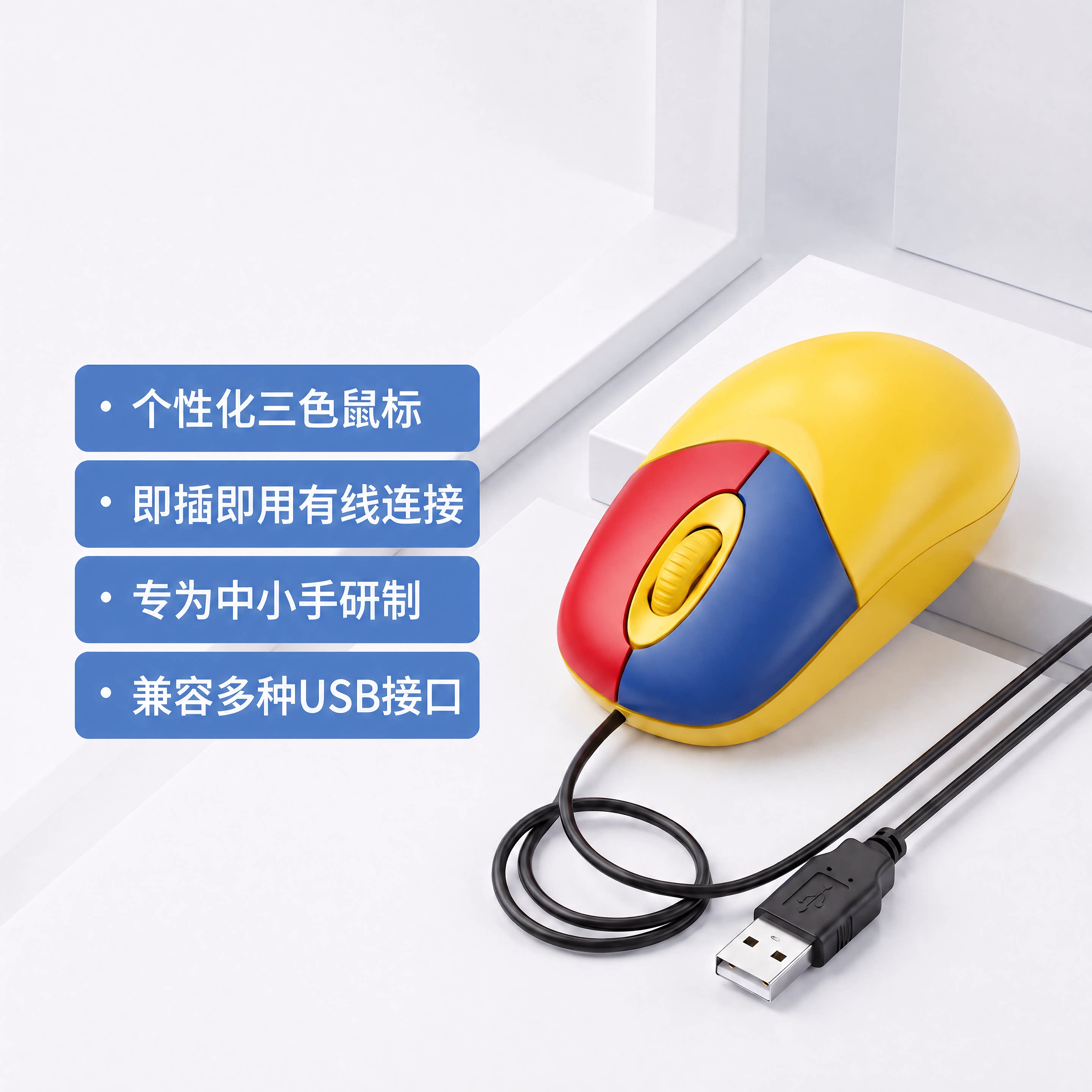 三色有线鼠标通用笔记本电脑