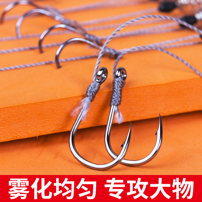 水怪手竿鲢鳙钓组弹簧钩台钓花鲢鱼钩双钩子线管付伊势尼爆炸钩_虎窝淘
