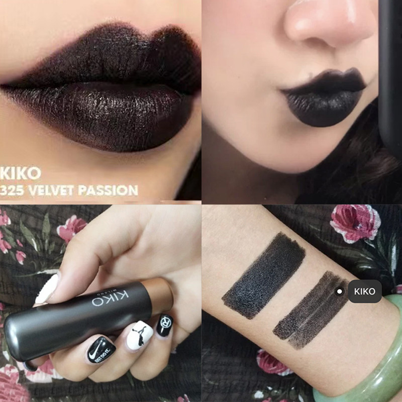 KIKO口黑万圣节丝绒哑光欧美暗黑哥特风怪诞少女黑色口棕红325 17