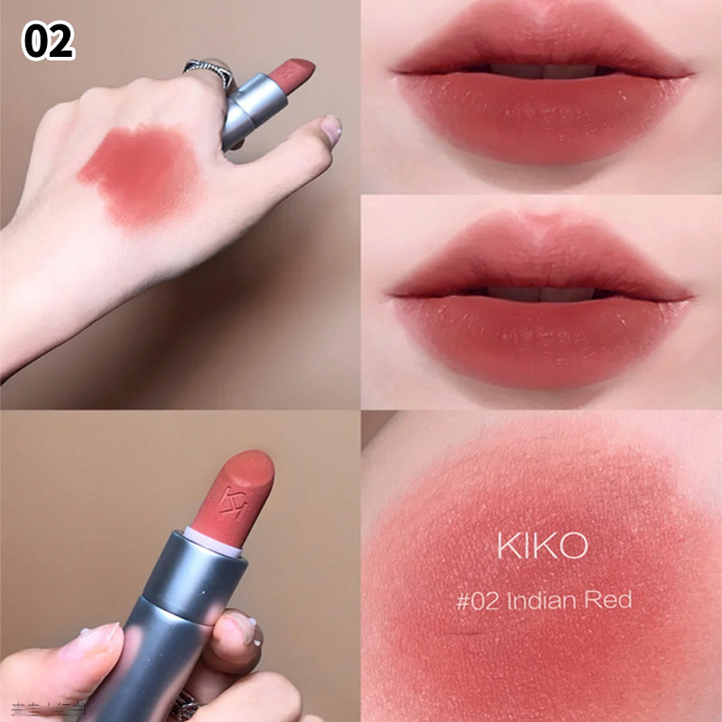 现货kiko哑光粉雾02号小银管口红奶咖奶茶乌龙色