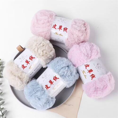 仿皮草毛线手指围巾线帽子钩针