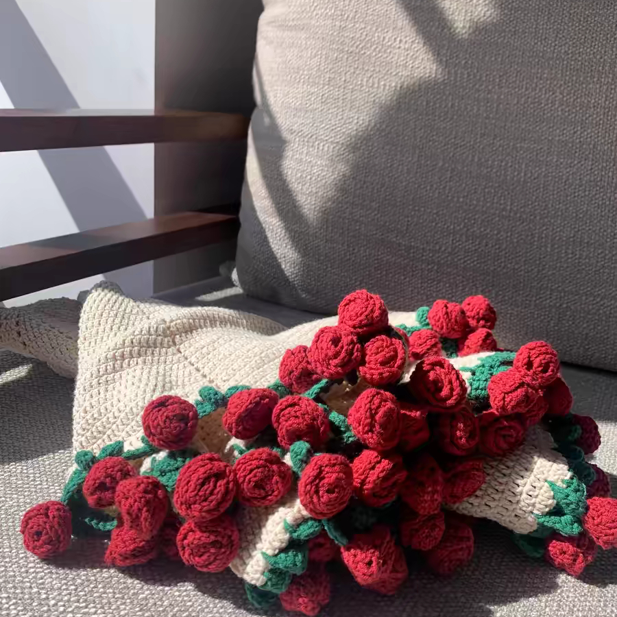 玫瑰花束毯子手工diy材料铃兰花