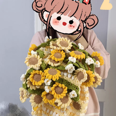 rlk向日葵小雏菊花束毯子diy