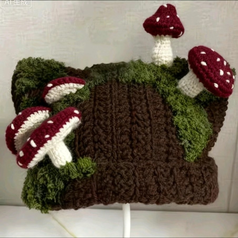 rlk刺猬蘑菇猫耳帽材料包秋冬帽