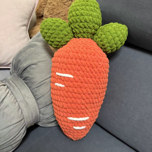 diy冰条线粗毛线胡萝卜可爱抱枕