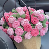 手工编织尖角玫瑰花毯子花束勾针diy材料包毛线钩织花朵毛毯礼物