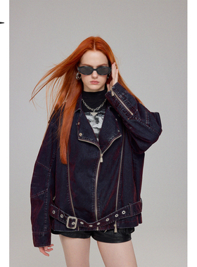 BAK原创设计 “达克罗曼风”水洗丝绒牛仔机车外套