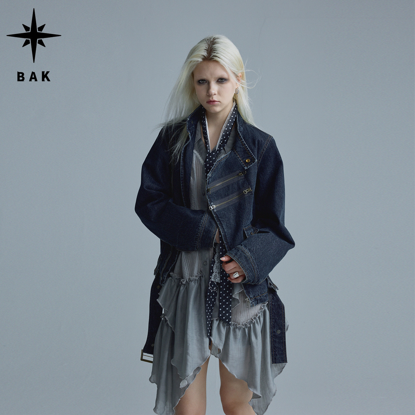 BAK沉蓝锈迹机车牛仔短外套女