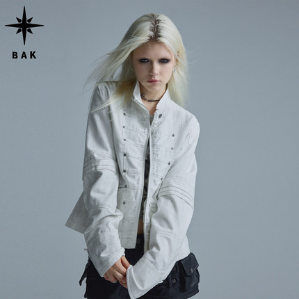 BAK无序纪元｜废土宫廷轻亚风肌理金属扣外套女 酷感工装风短上衣