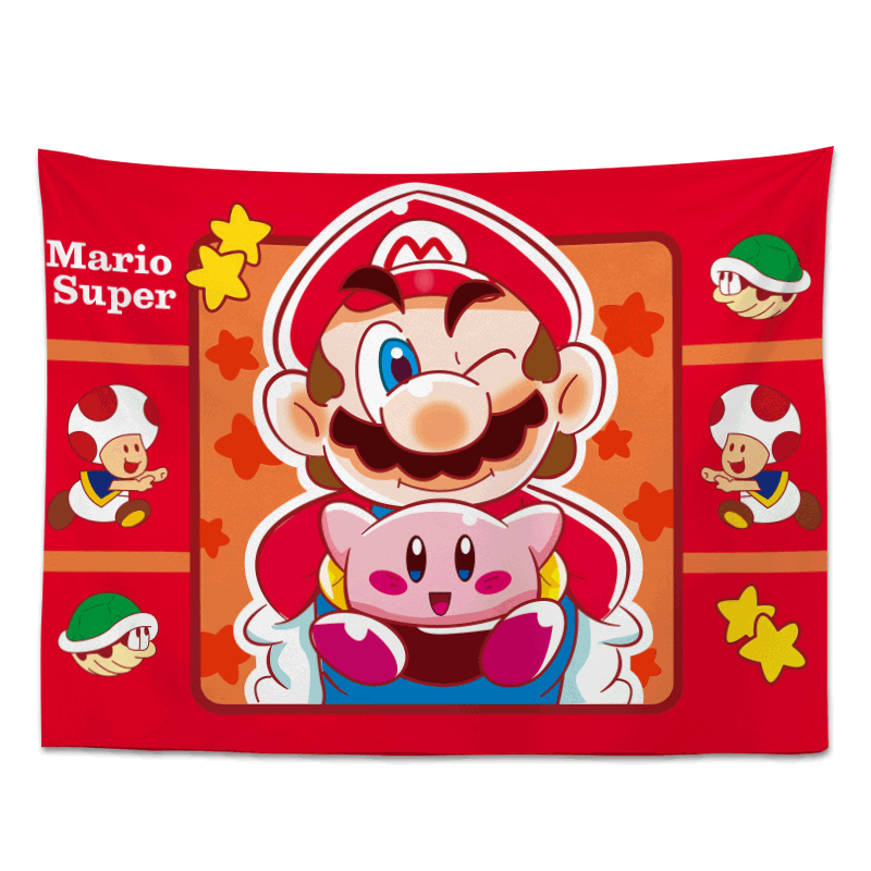 马里奥星之卡比粉红可爱学生宿舍上铺隐私遮挡背景布ins挂布高级