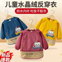 Детский нагрудник, вельветовый водонепроницаемый фартук, детская утепленный лонгслив для еды, анти-грязь, сзади на завязках