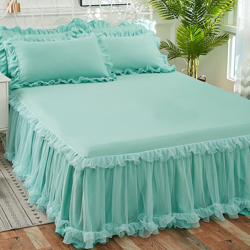 韩版蕾丝床裙单件公主床米罩床套厚1.51.8m加床垫防滑保护套床单