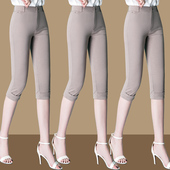 显瘦7分裤 中年妈妈夏装 高腰弹力直筒马裤 休闲中裤 七分裤 子女薄款