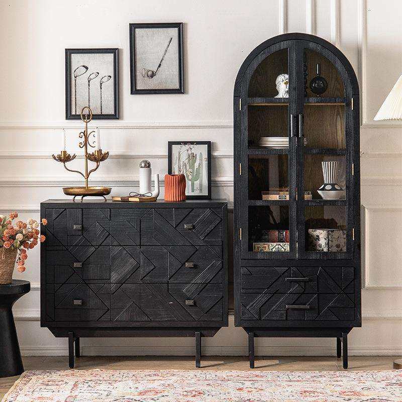 餐边柜带厨柜玻璃柜门靠墙创意黑色落地书架客厅展示柜高柜,收纳整理,烫衣板及配件,淘宝优惠券,粉丝福利购,淘宝优惠卷