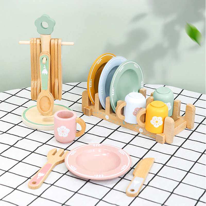 儿童仿真餐具套组合套装幼儿园过家家木制玩具