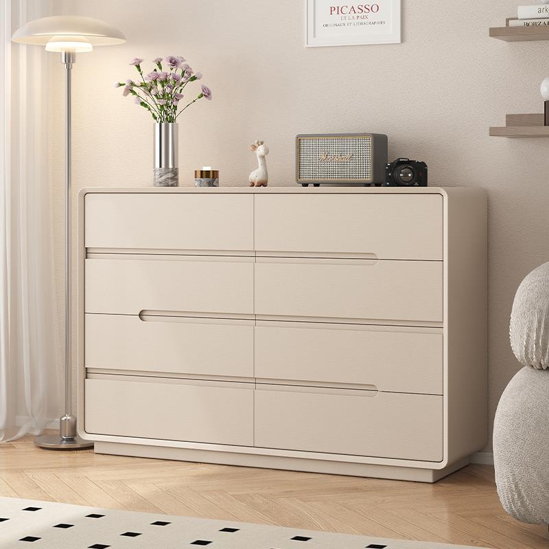 my奶油风八斗柜客厅实木五斗柜卧室靠墙收纳抽屉柜现代简约储物立