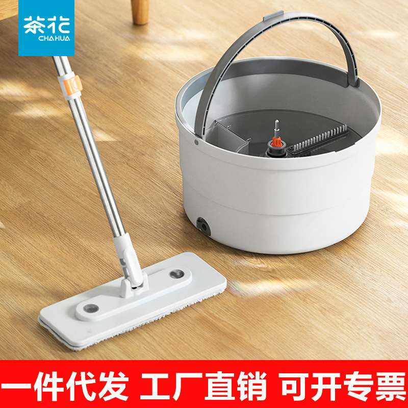 茶花拖把旋转家用一拖净免手洗墩布拖布桶分离式拖把桶旋转拖甩干