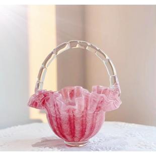 外贸出口创意田园手作琉璃花篮提篮果盘鲜花干花桌面装饰家居摆件