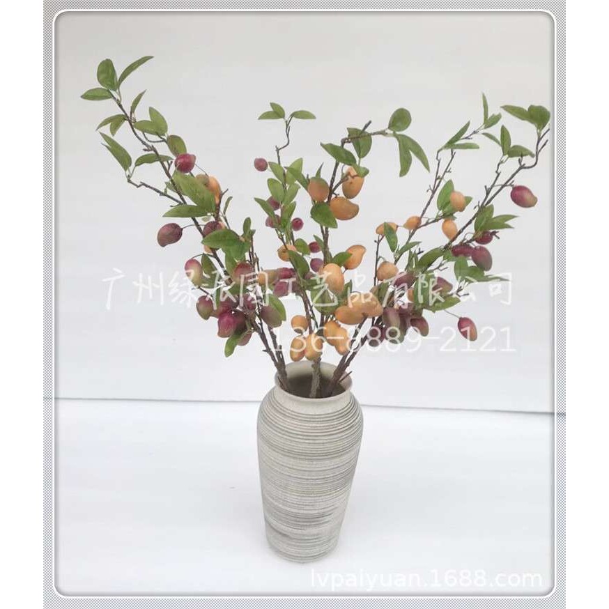 仿真柠檬水果枝花瓶插花装饰摆件客厅花盆景绿植青柠果实