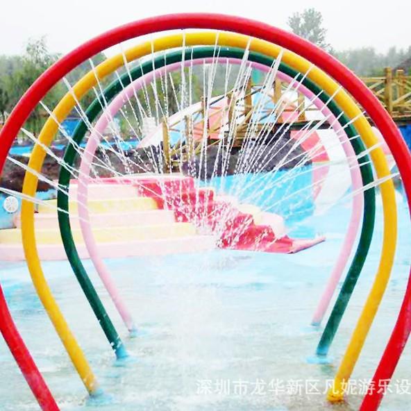 儿童戏水设备工厂报价儿童水上乐园设备彩虹戏水圈彩虹雨廊