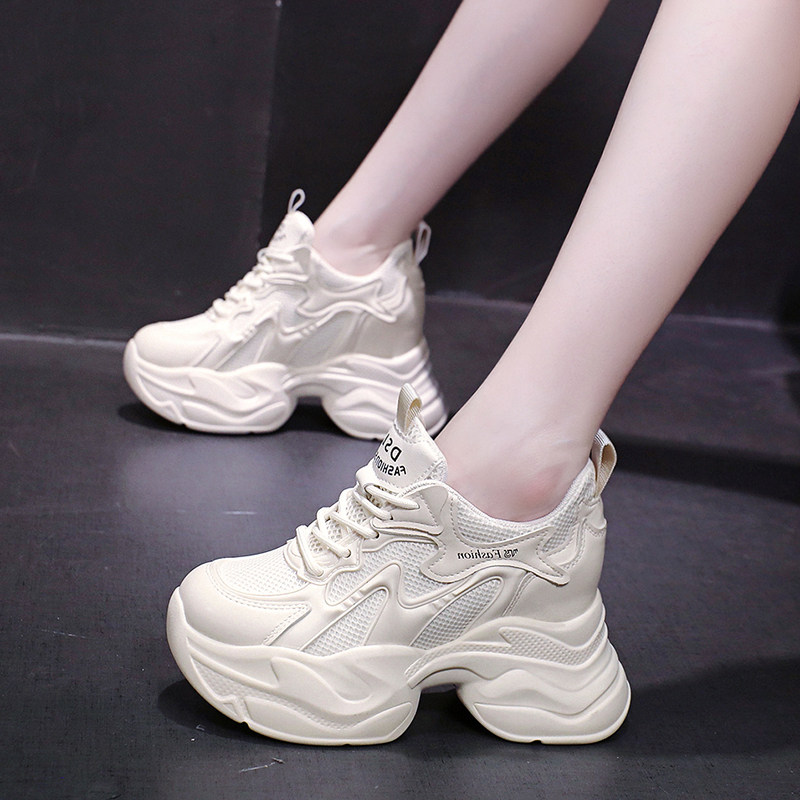 显脚小老爹鞋女款2026新款春款爆款10cm内增高女鞋厚底休闲运动鞋