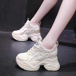 显脚小老爹鞋女款2026新款春款爆款10cm内增高女鞋厚底休闲运动鞋