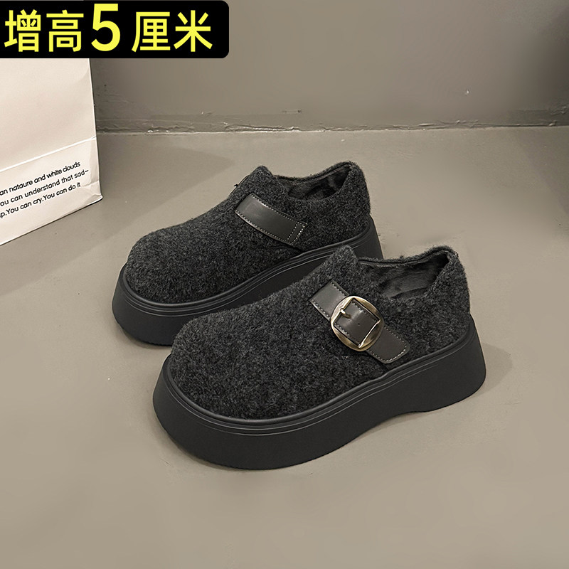 厚底加绒勃肯鞋女冬季