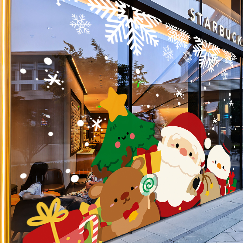 圣诞节装饰橱窗玻璃门贴纸