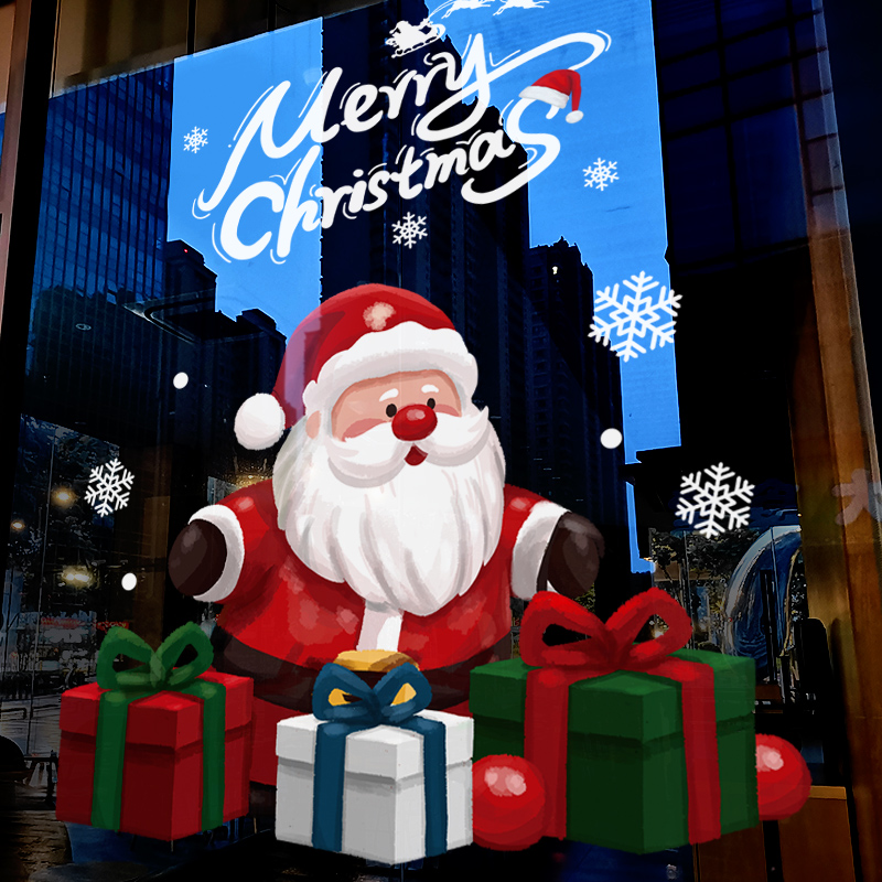 圣诞节装饰橱窗玻璃门贴纸