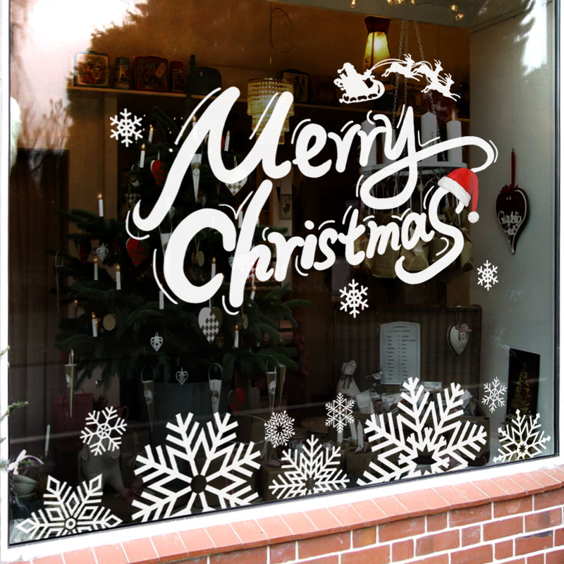 圣诞节装饰雪花布置静电贴