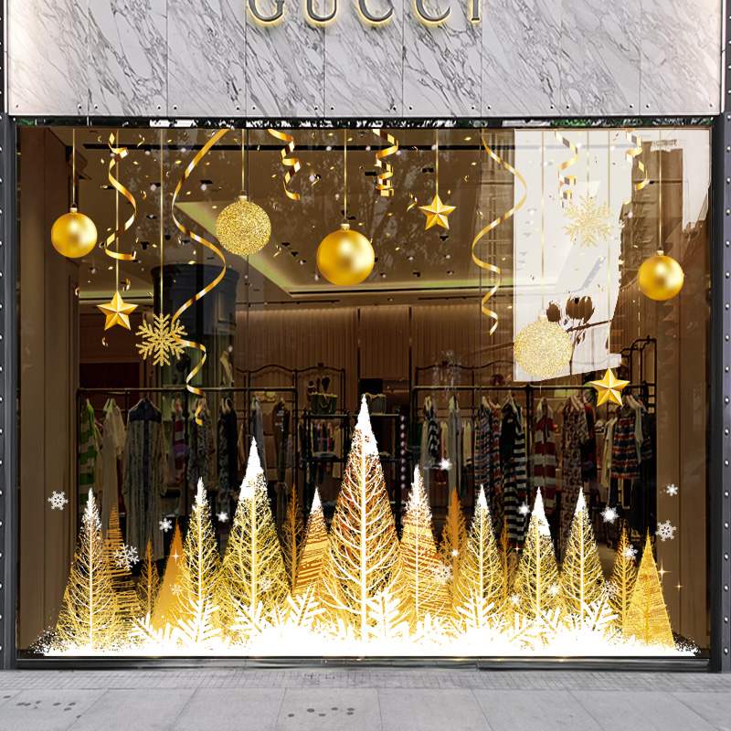静电贴玻璃门贴纸圣诞节装饰布置