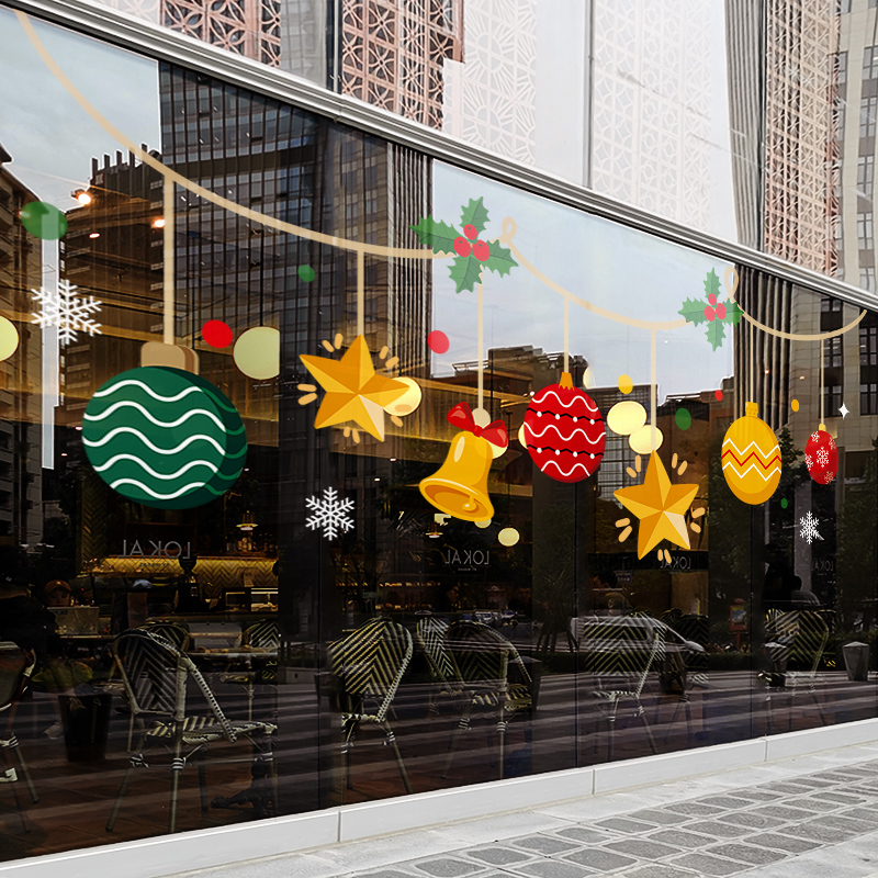 圣诞节装饰橱窗静电玻璃门贴纸