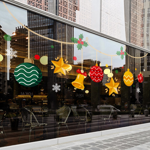 圣诞节装饰橱窗静电玻璃门贴纸
