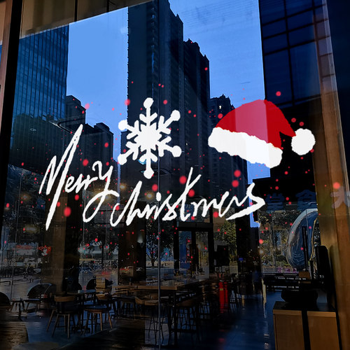 静电贴玻璃门贴纸圣诞节装饰布置